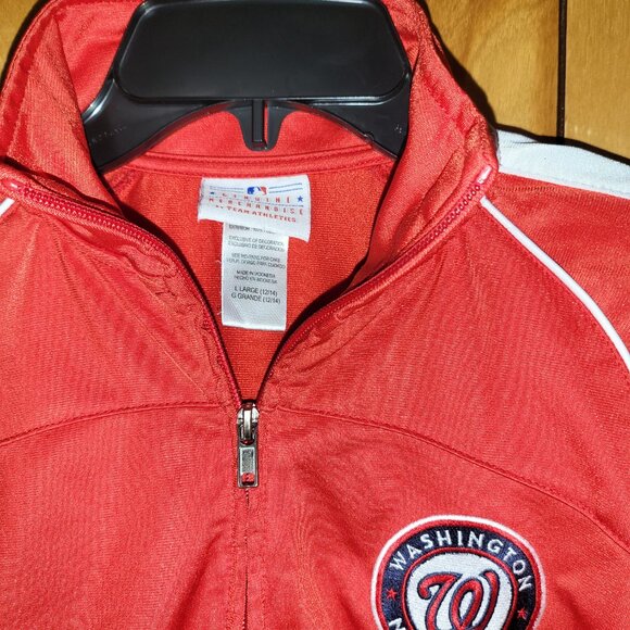 Washington Nationals Jacket YOUTH LARGE Zip Up Windbreaker RED Logo Patch MLB B4 - Picture 3 of 6